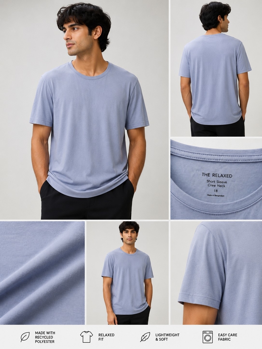 The Relaxed Short Sleeve Crew Neck T-Shirt — Light Blue